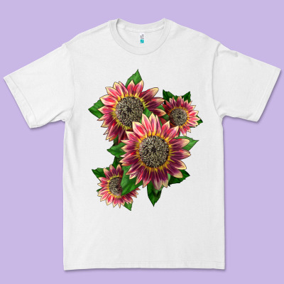 4 Crimson Blaze Sunflower Premium Tee Designed By Lillyallendesigns
