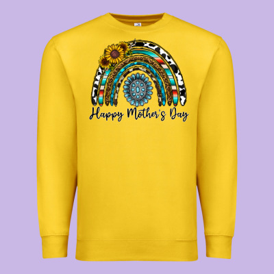 Happy Mother's Day Rainbow Premium Sweatshirt Designed By Cowhidedigitalart