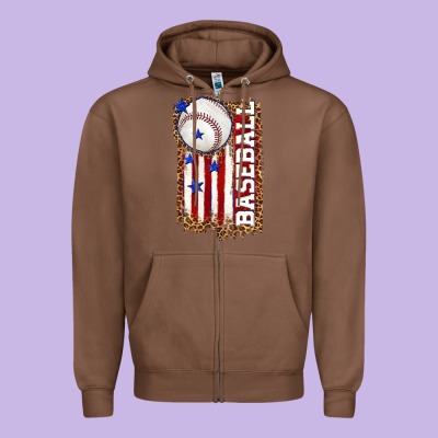 Zipper Hoodie baseball american flag