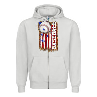 Dove Grey baseball american flag Zipper Hoodie - texasbilliewilder