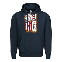 Navy baseball american flag Zipper Hoodie - texasbilliewilder