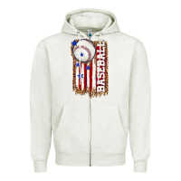 Oatmeal Heather baseball american flag Zipper Hoodie - texasbilliewilder