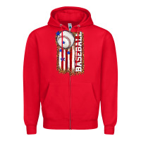 Red baseball american flag Zipper Hoodie - texasbilliewilder