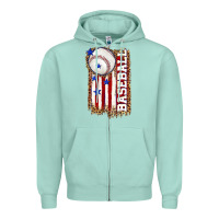Seafoam baseball american flag Zipper Hoodie - texasbilliewilder