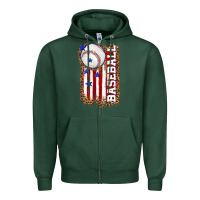 Sports Green baseball american flag Zipper Hoodie - texasbilliewilder
