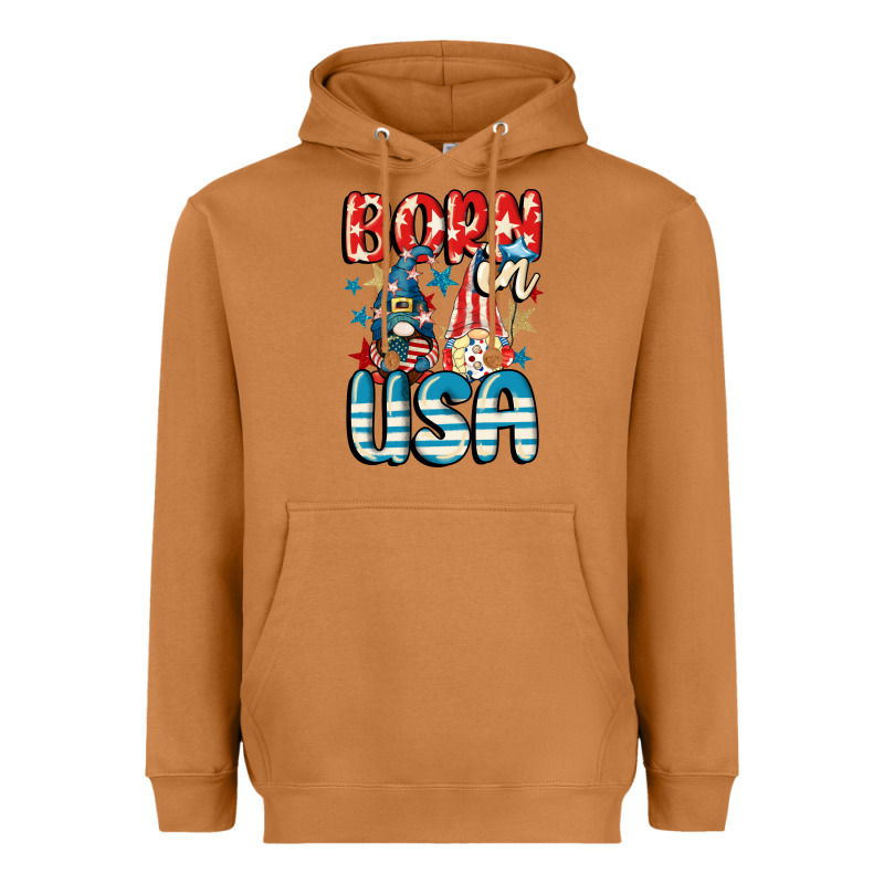 Born In Usa Gnomes 4th Of July Heavyweight Hoodie by CowGirlArtShop | Teevron