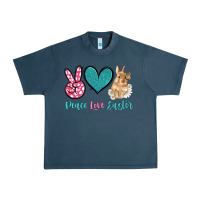 Midnight Navy peace love easter with bunny and butterfly Urban Heavy Tee - Artiststas