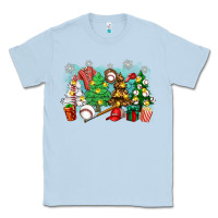 Dusty Blue christmas trees with baseball Classic Tee - Zillion Design Studio