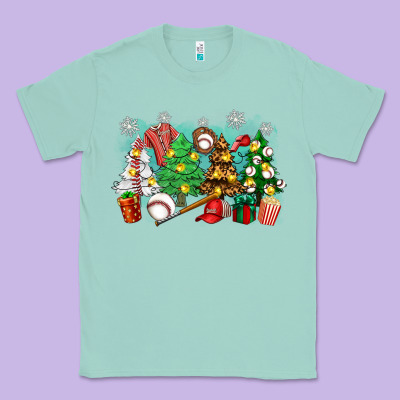 Classic Tee christmas trees with baseball