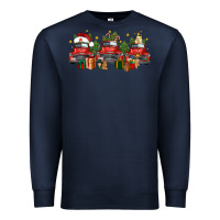 Navy christmas trucks Premium Sweatshirt - FaDigitalArtStudio
