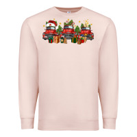 Pale Pink christmas trucks Premium Sweatshirt - FaDigitalArtStudio