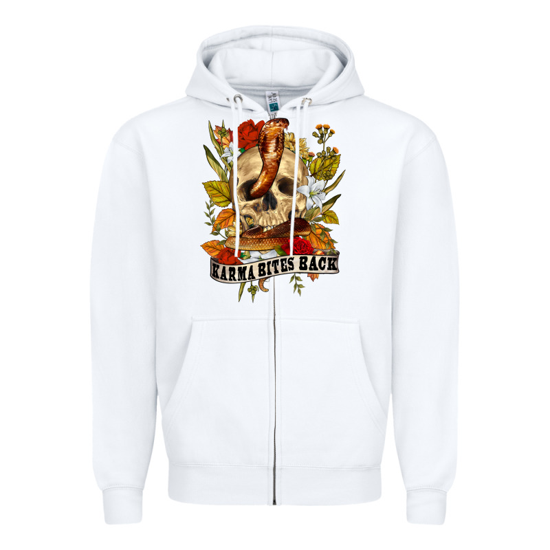 Karma Bites Back Zipper Hoodie by RanaPortraitStore | Teevron