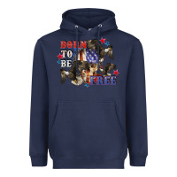 Navy Born to be free 4th of july Heavyweight Hoodie - CowGirlArtShop