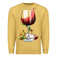 Antique Gold christmas wine glass Premium Sweatshirt - FaDigitalArtStudio