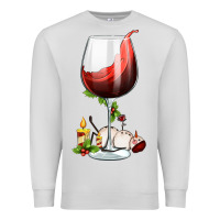 Dove Grey christmas wine glass Premium Sweatshirt - FaDigitalArtStudio