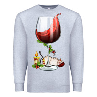 Heather Grey christmas wine glass Premium Sweatshirt - FaDigitalArtStudio
