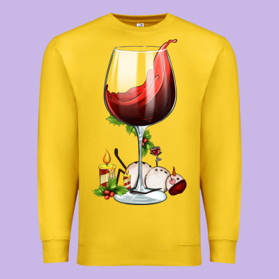 Christmas Wine Glass Premium Sweatshirt Designed By Fadigitalartstudio