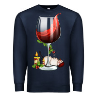 Navy christmas wine glass Premium Sweatshirt - FaDigitalArtStudio