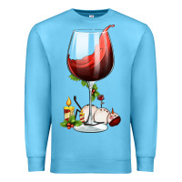 Ocean Blue christmas wine glass Premium Sweatshirt - FaDigitalArtStudio