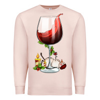 Pale Pink christmas wine glass Premium Sweatshirt - FaDigitalArtStudio