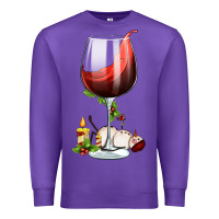 Purple christmas wine glass Premium Sweatshirt - FaDigitalArtStudio