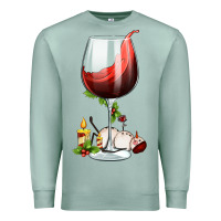 Seafoam christmas wine glass Premium Sweatshirt - FaDigitalArtStudio