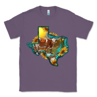 Lavender Western Texas Map With Longhorn Bull Classic Tee - RanaPortraitStore