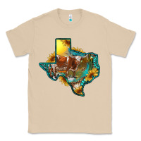 Mushroom Western Texas Map With Longhorn Bull Classic Tee - RanaPortraitStore