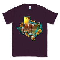 Plum Western Texas Map With Longhorn Bull Classic Tee - RanaPortraitStore