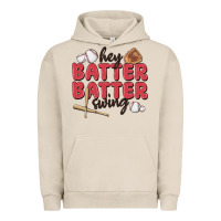 Pigment French Oak hey batter batter swing Urban Hoodie - MaliasSmallBusiness
