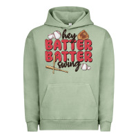 Pigment Oil Green hey batter batter swing Urban Hoodie - MaliasSmallBusiness