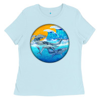 Baby Blue humpback whale Ladies Tee - BarkalooDesign