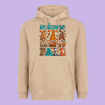Welcome Fall Gnome Heavyweight Hoodie Designed By Hra Design Shop