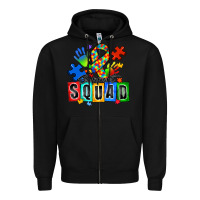Black support squad autism Zipper Hoodie - Zillion Design Studio