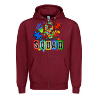 Burgundy support squad autism Zipper Hoodie - Zillion Design Studio