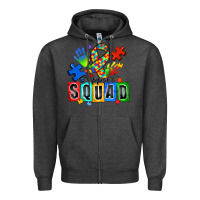 Charcoal Heather support squad autism Zipper Hoodie - Zillion Design Studio
