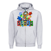 Heather Grey support squad autism Zipper Hoodie - Zillion Design Studio