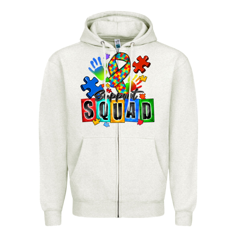 Support Squad Autism Zipper Hoodie by Zillion Design Studio | Teevron