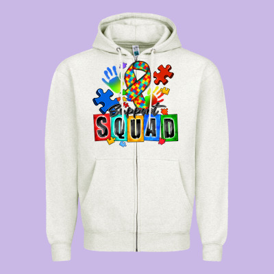 Support Squad Autism Zipper Hoodie Designed By Zillion Design Studio