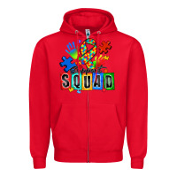 Red support squad autism Zipper Hoodie - Zillion Design Studio
