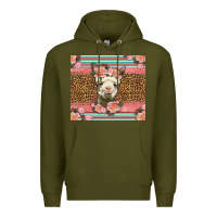 Army Green llama and roses glitter Premium Hoodie - LillyAllenDesigns