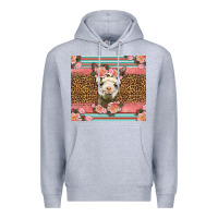 Heather Grey llama and roses glitter Premium Hoodie - LillyAllenDesigns