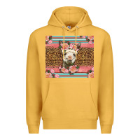 Mustard llama and roses glitter Premium Hoodie - LillyAllenDesigns