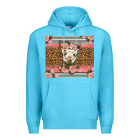 Ocean Blue llama and roses glitter Premium Hoodie - LillyAllenDesigns