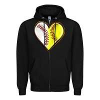 Black baseball and softball heart Zipper Hoodie - texasbilliewilder