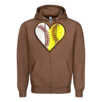 Chestnut baseball and softball heart Zipper Hoodie - texasbilliewilder