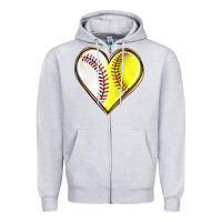 Heather Grey baseball and softball heart Zipper Hoodie - texasbilliewilder