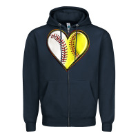 Navy baseball and softball heart Zipper Hoodie - texasbilliewilder