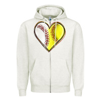 Oatmeal Heather baseball and softball heart Zipper Hoodie - texasbilliewilder