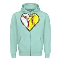 Seafoam baseball and softball heart Zipper Hoodie - texasbilliewilder